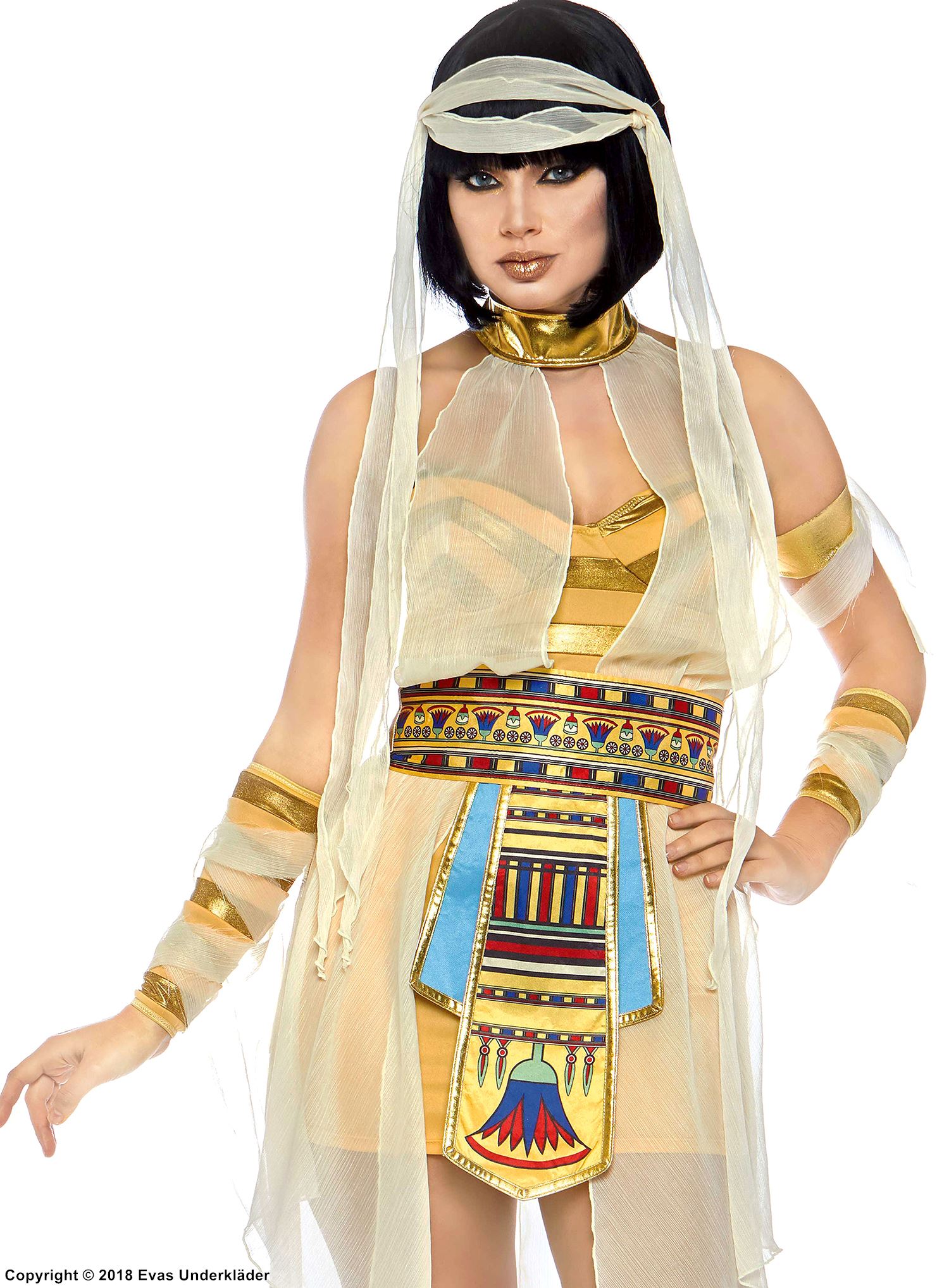 Cleopatra-mumie, maskeradklänning med glänsande kant